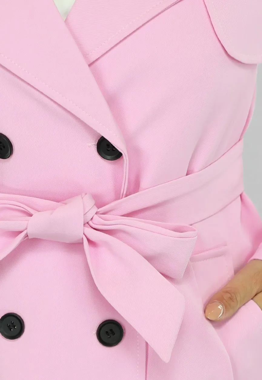 Lange Jas met Ceintuur in Babyroze