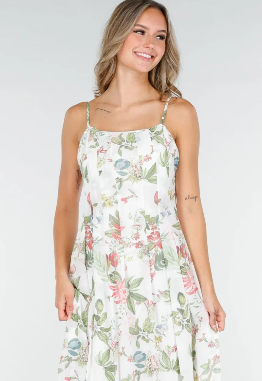 Lange Maxi Jurk met Bloemenprint en Spaghetti Bandjes