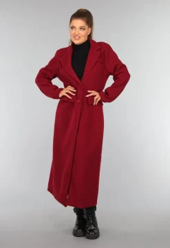 Lange Stoffen Burgundy Trenchcoat