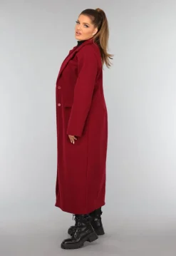 Lange Stoffen Burgundy Trenchcoat