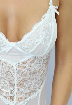 Lange Witte Slipdress Set van Mesh