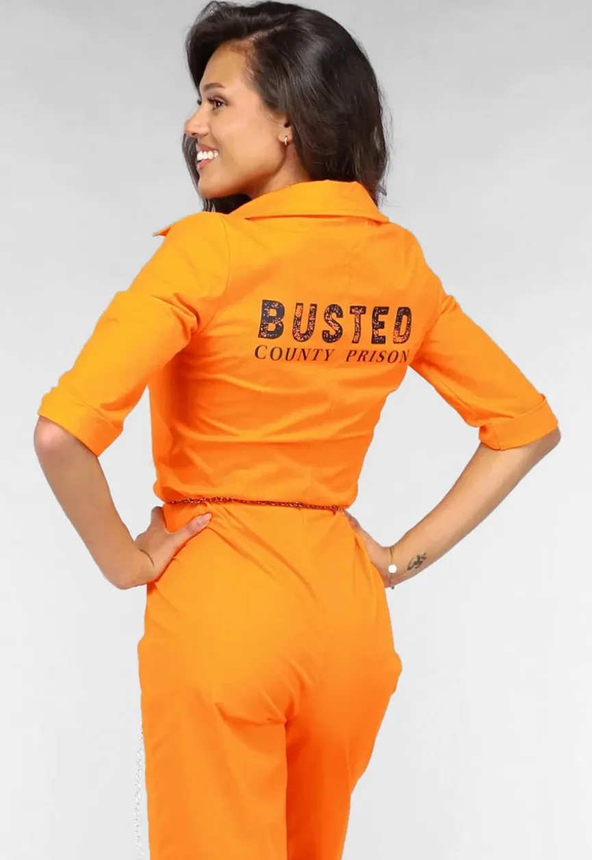Lang Oranje Boevenjumpsuit met Handboeien