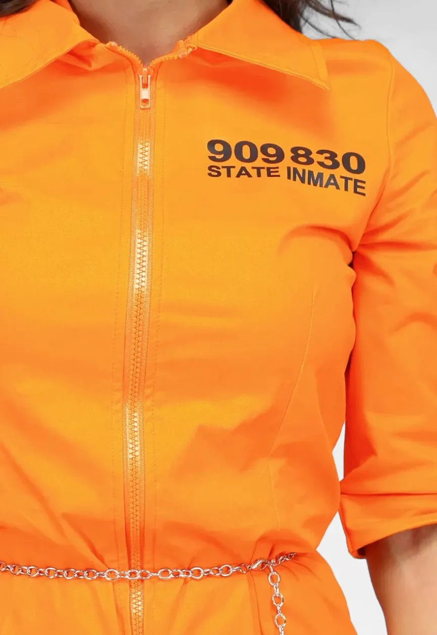 Lang Oranje Boevenjumpsuit met Handboeien