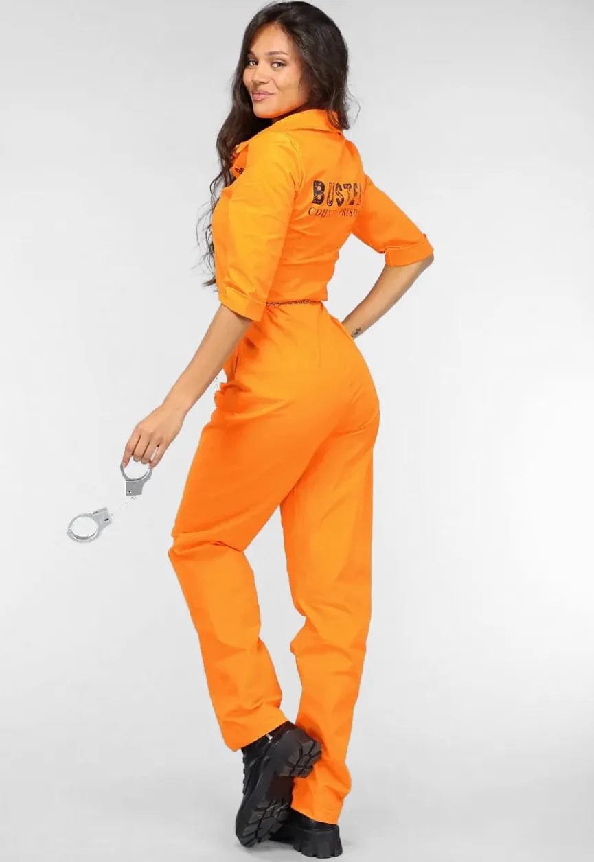 Lang Oranje Boevenjumpsuit met Handboeien