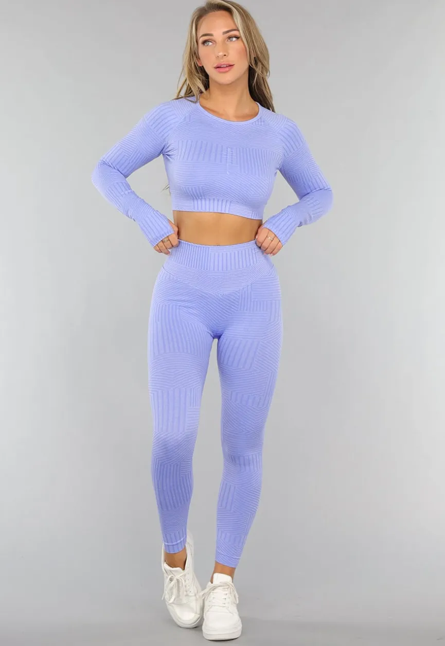 Lavendel Longsleeve Fitness Top met Print