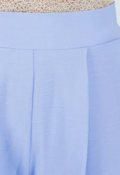 Lavendel Wide Leg Broek met Elastische Taille en Plooien