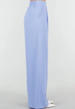 Lavendel Wide Leg Broek met Elastische Taille en Plooien