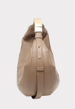 Lederlook Handtas met Gebogen Silhouet en Metalen Handvat