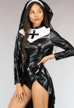 Lederlook Nonnen Kostuum