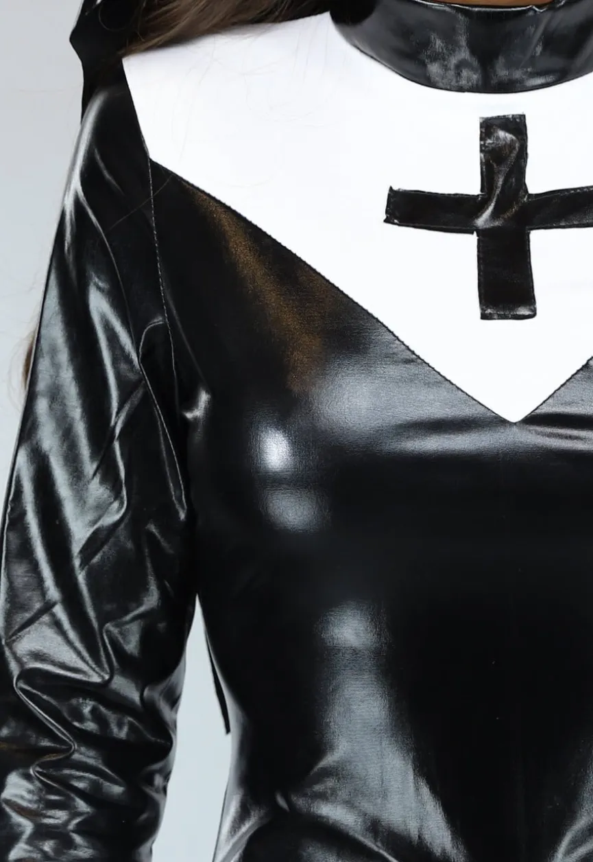 Lederlook Nonnen Kostuum