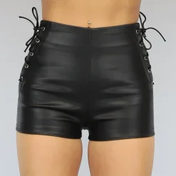 Lederlook Short met Veter Details