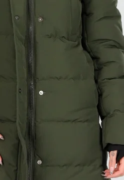 Legergroene Lange Pufferjas met Capuchon