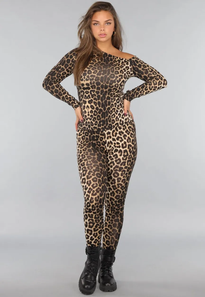 Legging met Luipaardprint en Stretch