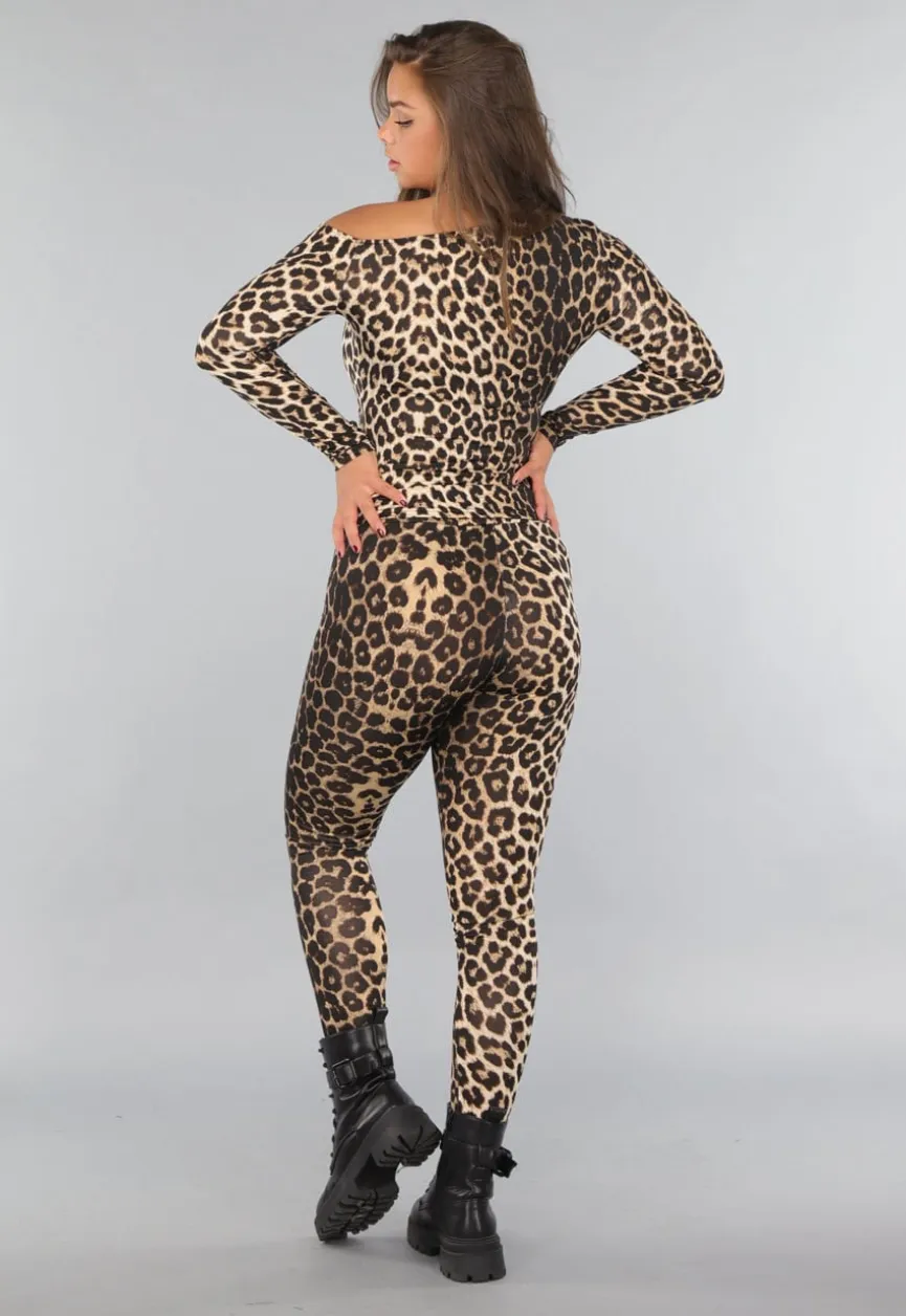 Legging met Luipaardprint en Stretch