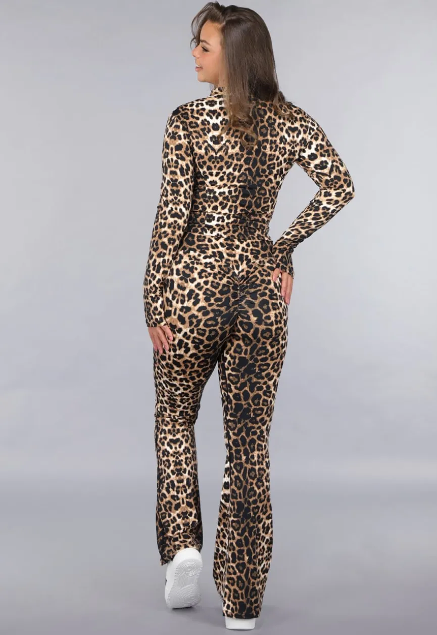 Leopard Stretch Two Piece met Vestje en Flair Broek
