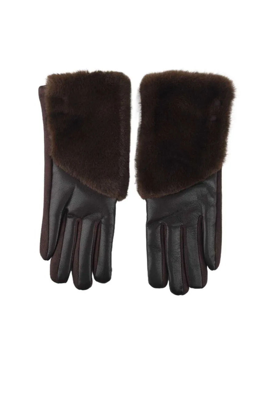Leren Handschoenen met Faux Fur