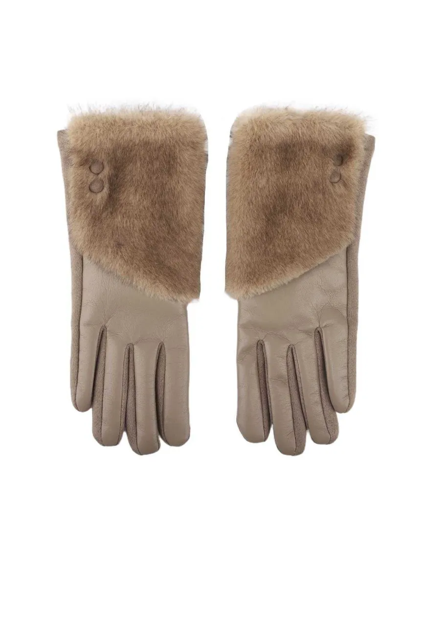 Leren Handschoenen met Faux Fur