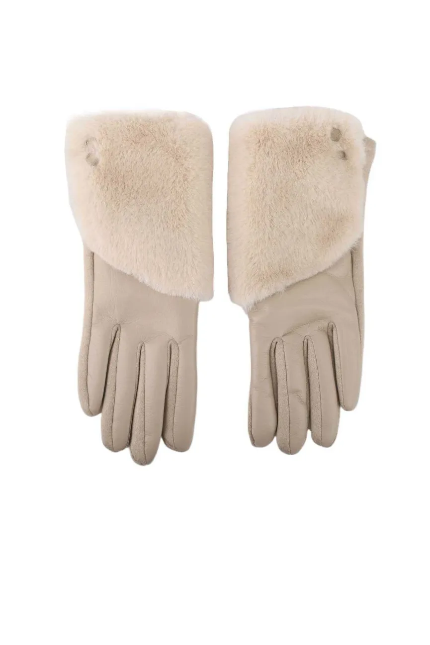 Leren Handschoenen met Faux Fur