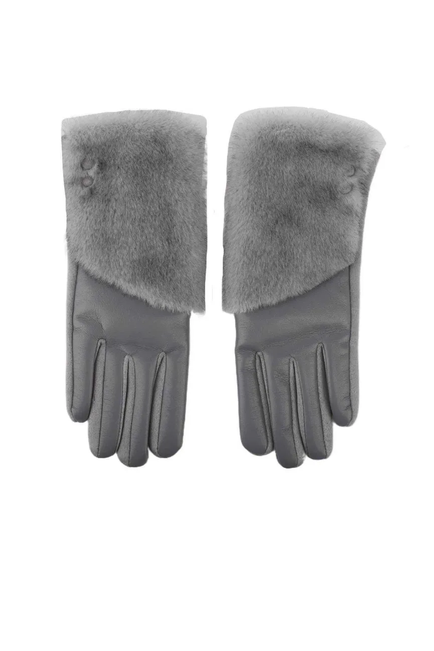 Leren Handschoenen met Faux Fur