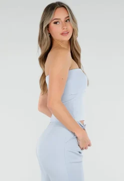 Lichtblauwe Bandeau Rib Top met Stretch