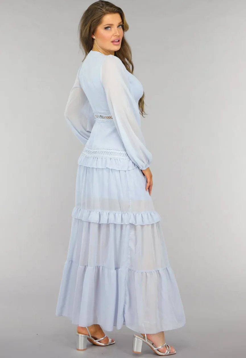 Lichtblauwe Bohemian Maxi Jurk