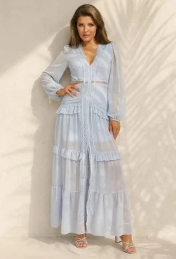 Lichtblauwe Bohemian Maxi Jurk