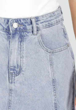 Lichtblauwe Denim A-Lijn Rok met Hoge Taille
