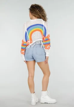 Lichtblauwe Denim Skort met Overslag en Striksluiting