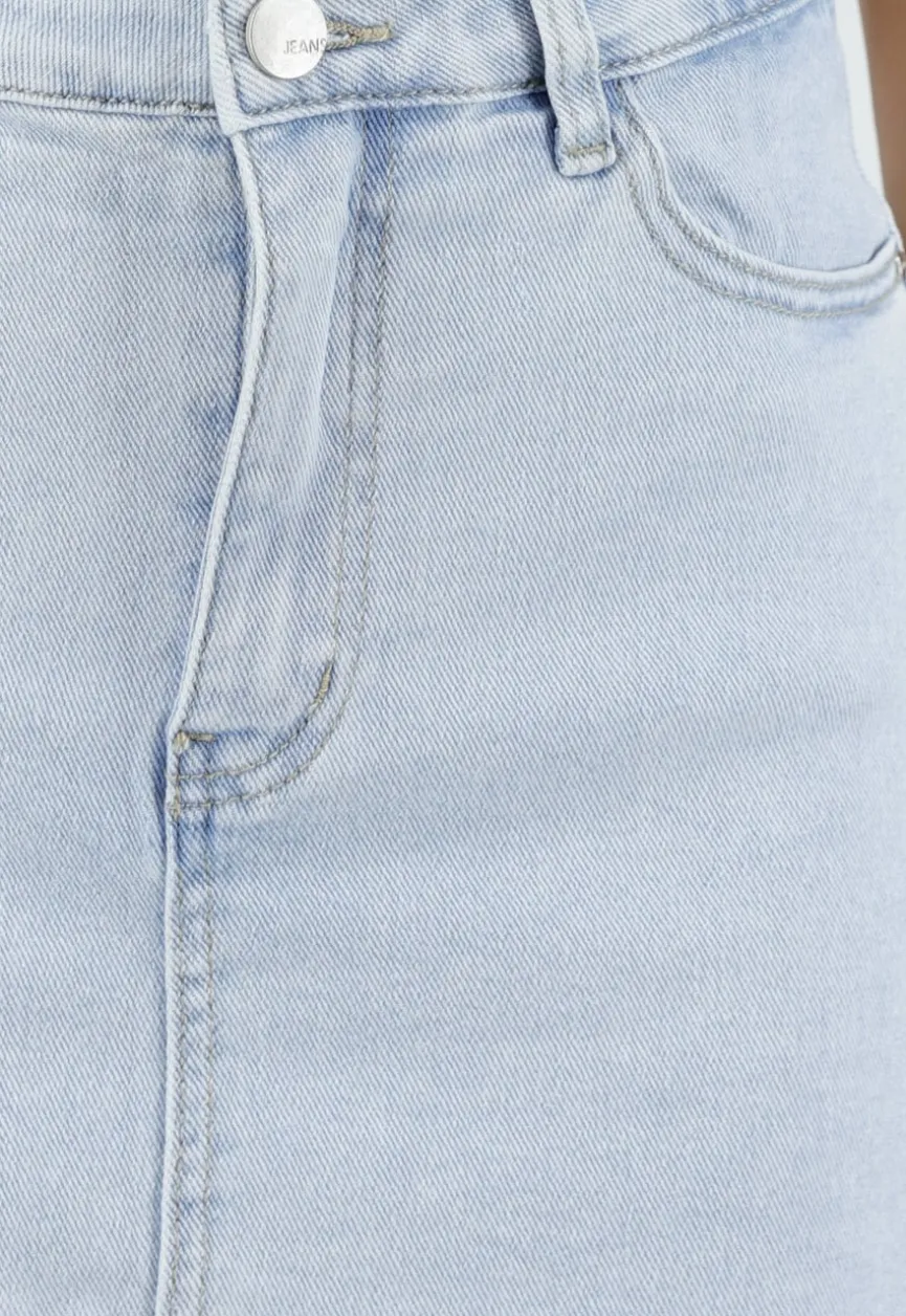 Lichtblauwe Denim Skort met Stretch en High Waist