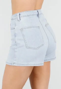 Lichtblauwe Denim Skort met Stretch en High Waist