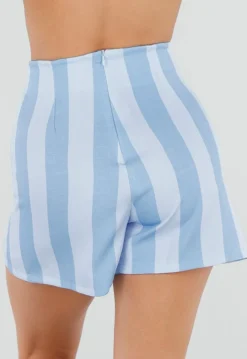 Lichtblauwe Gestreepte Skort met Ingebouwd Broekje