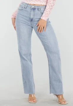 Lichtblauwe High Waist Straight Leg Jeans