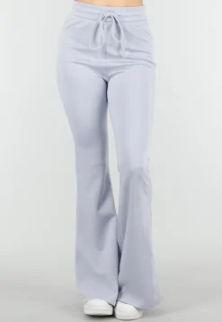 Lichtblauwe Joggingbroek met Flared Pijpen en Elastische Taille