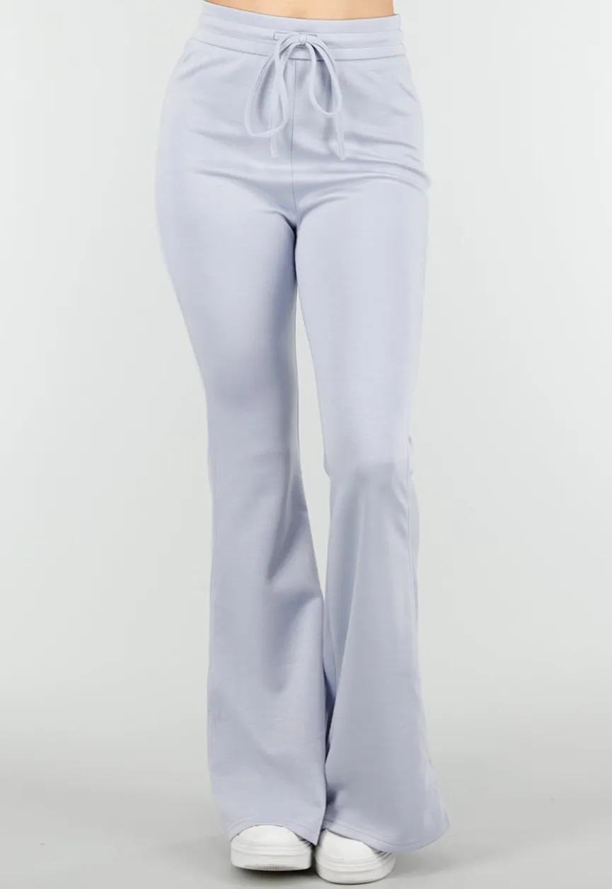Lichtblauwe Joggingbroek met Flared Pijpen en Elastische Taille