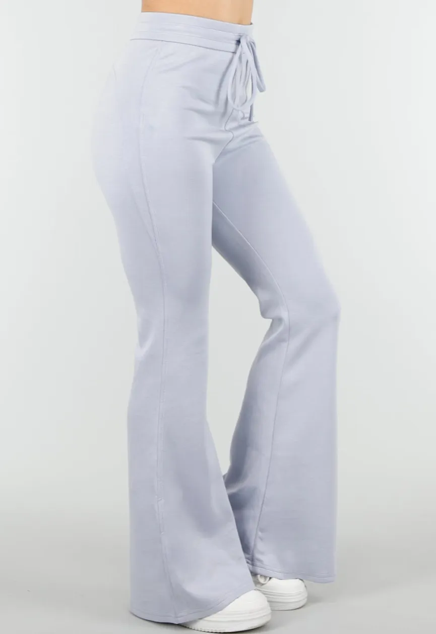 Lichtblauwe Joggingbroek met Flared Pijpen en Elastische Taille