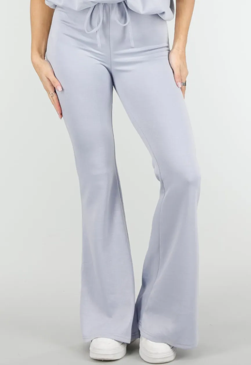 Lichtblauwe Joggingbroek met Flared Pijpen en Elastische Taille