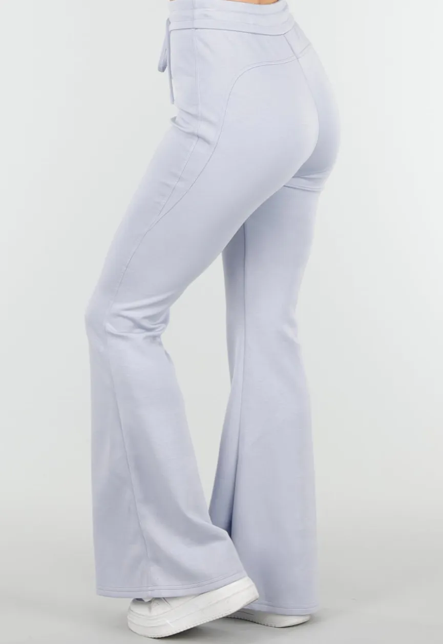 Lichtblauwe Joggingbroek met Flared Pijpen en Elastische Taille