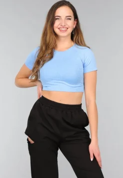 Lichtblauwe Korte Short Sleeve Sporttop