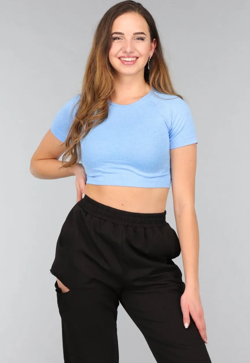 Lichtblauwe Korte Short Sleeve Sporttop