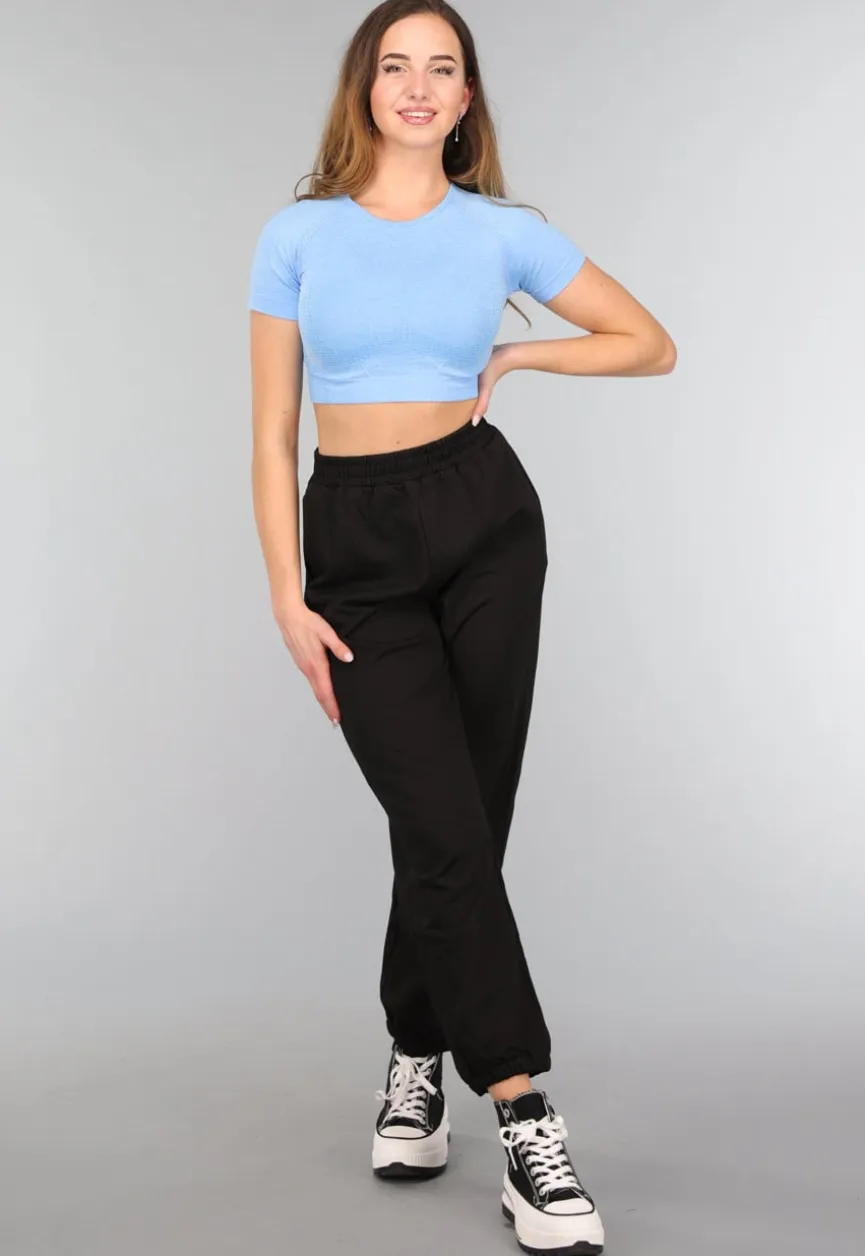 Lichtblauwe Korte Short Sleeve Sporttop