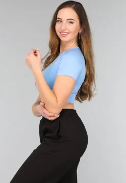 Lichtblauwe Korte Short Sleeve Sporttop
