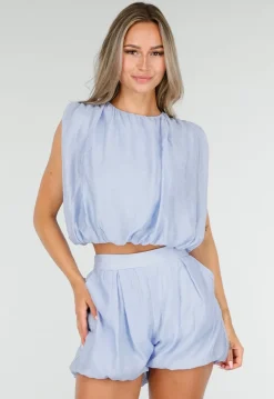 Lichtblauwe Matching Set met Mouwloze Top en Broekje