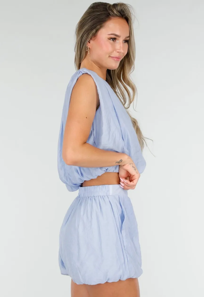 Lichtblauwe Matching Set met Mouwloze Top en Broekje