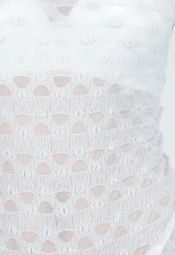 Lichtblauwe Mesh Body met Lange Mouwen met Stretch