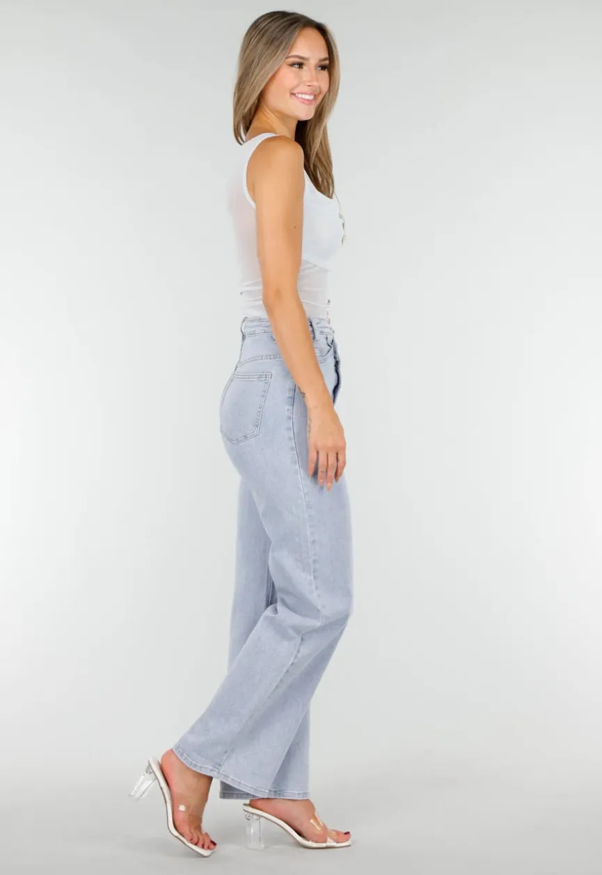Lichtblauwe Mesh Crop Top met Rimpeldetail en Stretch