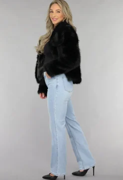 Lichtblauwe Mid Waist Straight Leg Jeans
