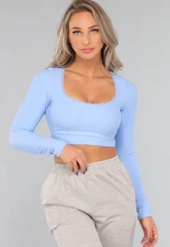 Lichtblauwe Padded Longsleeve Sporttop