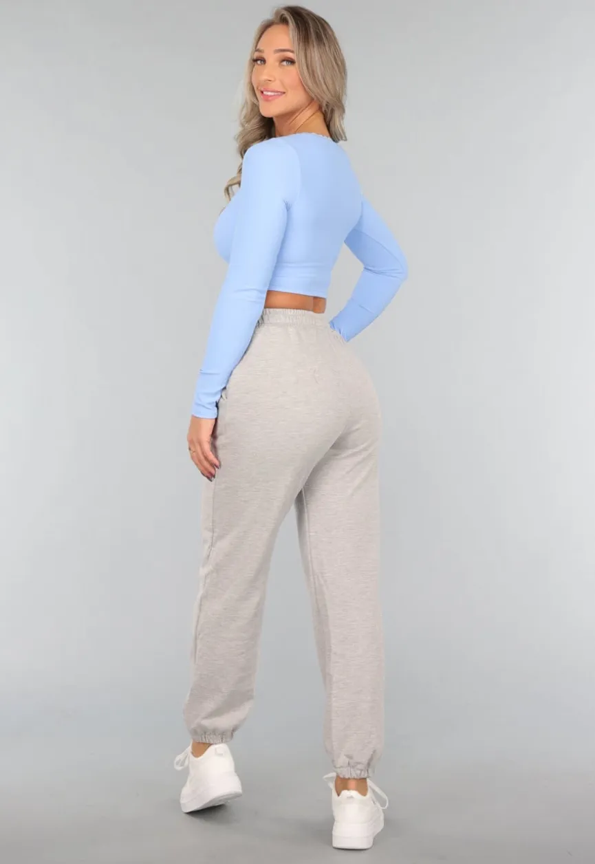 Lichtblauwe Padded Longsleeve Sporttop
