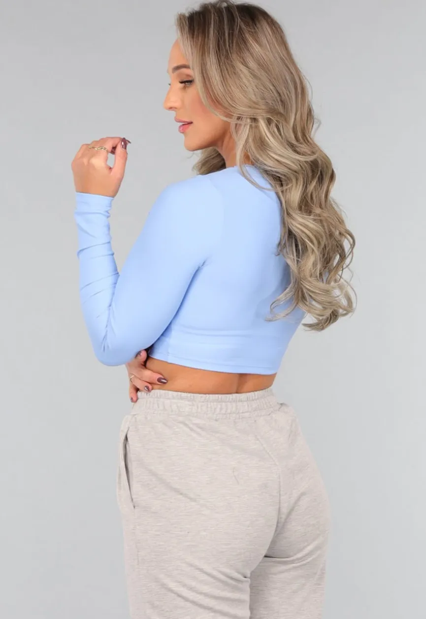 Lichtblauwe Padded Longsleeve Sporttop