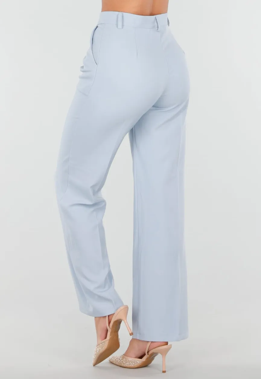 Lichtblauwe Pantalon met Rechte Pijpen